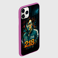 Чехол iPhone 11 Pro матовый Игра в кальмара игрок 218 граффити, цвет: 3D-фиолетовый — фото 2