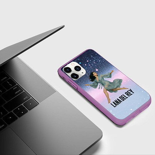 Чехол iPhone 11 Pro матовый Lana Del Rey прыгает в платье / 3D-Фиолетовый – фото 3