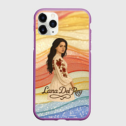 Чехол iPhone 11 Pro матовый Lana Del Rey в платье с цветами, цвет: 3D-фиолетовый