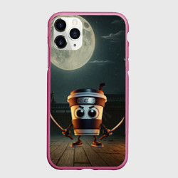 Чехол iPhone 11 Pro матовый Капучино Ассассино мем, цвет: 3D-малиновый