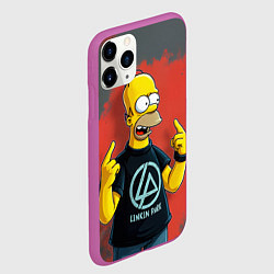 Чехол iPhone 11 Pro матовый Гомер в футболке Linkin Park, цвет: 3D-фиолетовый — фото 2