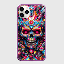 Чехол iPhone 11 Pro матовый Art cyber skull - ai art fantasy, цвет: 3D-фиолетовый
