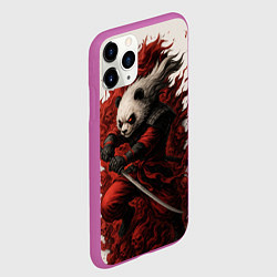 Чехол iPhone 11 Pro матовый Демоническая панда самурай - нейроарт, цвет: 3D-фиолетовый — фото 2