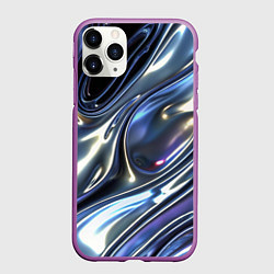 Чехол iPhone 11 Pro матовый Серебро жидкий металл, цвет: 3D-фиолетовый