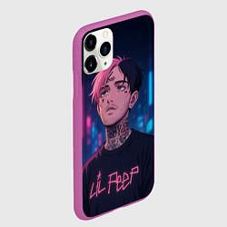 Чехол iPhone 11 Pro матовый LiL Peep - Неоновый аниме арт, цвет: 3D-фиолетовый — фото 2