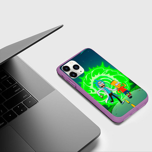 Чехол iPhone 11 Pro матовый Рик и Барт Симпсон / 3D-Фиолетовый – фото 3