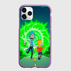 Чехол iPhone 11 Pro матовый Рик и Барт Симпсон, цвет: 3D-фиолетовый