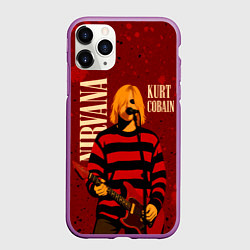 Чехол iPhone 11 Pro матовый Нирвана, гранж из 90-х, цвет: 3D-фиолетовый