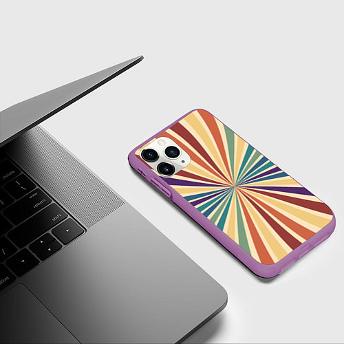Чехол iPhone 11 Pro матовый Ретро спираль / 3D-Фиолетовый – фото 3