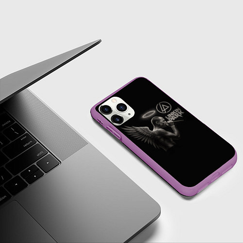 Чехол iPhone 11 Pro матовый Честер Беннингтон - LP angel / 3D-Фиолетовый – фото 3