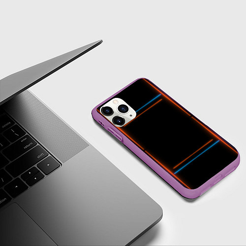 Чехол iPhone 11 Pro матовый Neon black red blue / 3D-Фиолетовый – фото 3