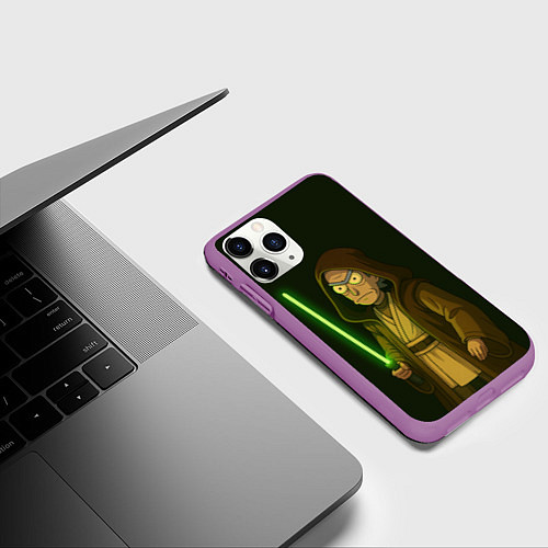 Чехол iPhone 11 Pro матовый Рик - магистр-джедай / 3D-Фиолетовый – фото 3