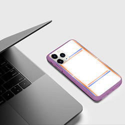 Чехол iPhone 11 Pro матовый Neon white orange blue, цвет: 3D-фиолетовый — фото 2