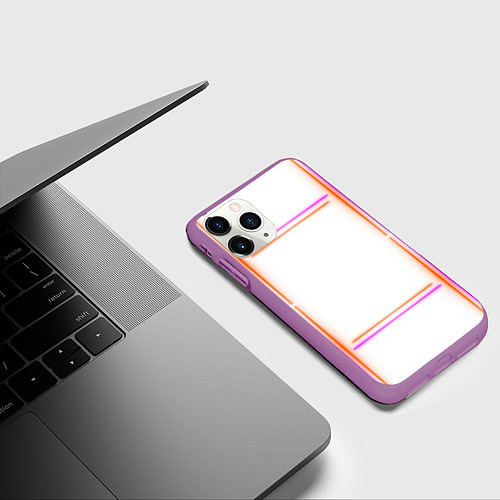 Чехол iPhone 11 Pro матовый Neon white orange pink / 3D-Фиолетовый – фото 3