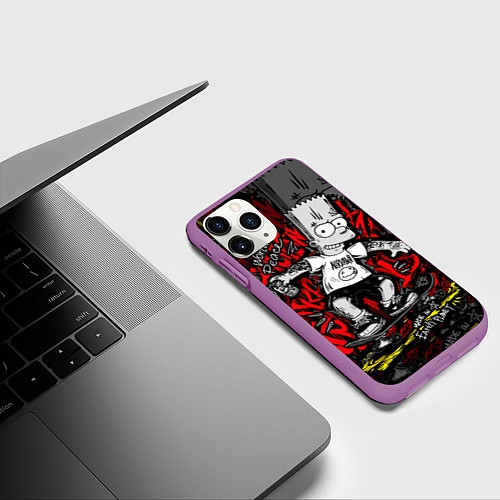 Чехол iPhone 11 Pro матовый Татуированный барт / 3D-Фиолетовый – фото 3