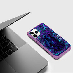 Чехол iPhone 11 Pro матовый Призрак самурая - неновый арт, цвет: 3D-фиолетовый — фото 2