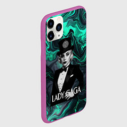 Чехол iPhone 11 Pro матовый Леди Гага в черном костюме с бабочкой, цвет: 3D-фиолетовый — фото 2