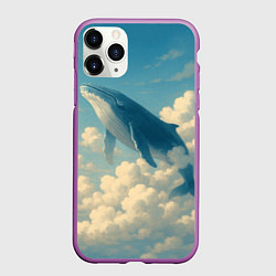 Чехол iPhone 11 Pro матовый Кит в облаках, цвет: 3D-фиолетовый