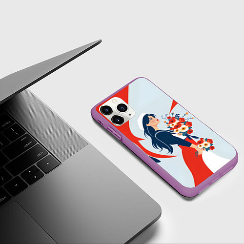 Чехол iPhone 11 Pro матовый Морячка встречает своего / 3D-Фиолетовый – фото 3