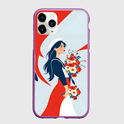 Чехол iPhone 11 Pro матовый Морячка встречает своего, цвет: 3D-фиолетовый