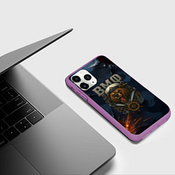 Чехол iPhone 11 Pro матовый ВМФ агрессивный медведь, цвет: 3D-фиолетовый — фото 2