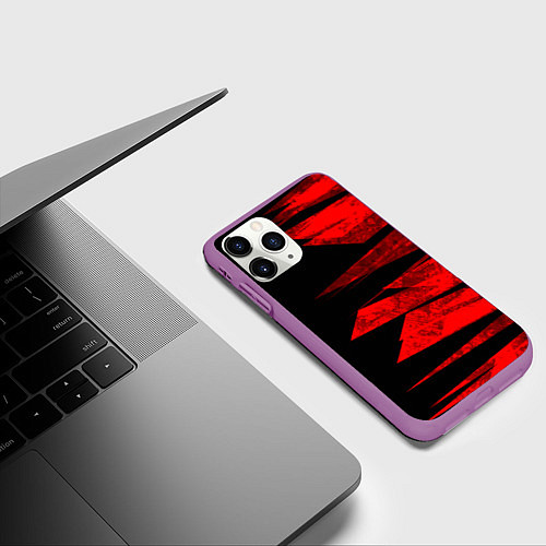 Чехол iPhone 11 Pro матовый Color red black strip / 3D-Фиолетовый – фото 3