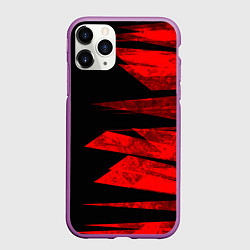 Чехол iPhone 11 Pro матовый Color red black strip, цвет: 3D-фиолетовый