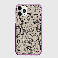 Чехол iPhone 11 Pro матовый Иероглифы маори, цвет: 3D-фиолетовый