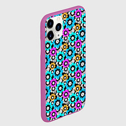 Чехол iPhone 11 Pro матовый Разноцветные цветы бирюзовые малиновые синие, цвет: 3D-фиолетовый — фото 2