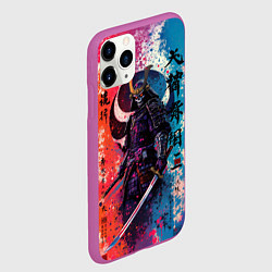 Чехол iPhone 11 Pro матовый Призрачный самурай - краски, цвет: 3D-фиолетовый — фото 2