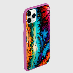 Чехол iPhone 11 Pro матовый Разноцветный узор, цвет: 3D-фиолетовый — фото 2