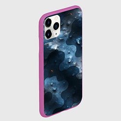 Чехол iPhone 11 Pro матовый Синий камуфляж с каплями, цвет: 3D-фиолетовый — фото 2