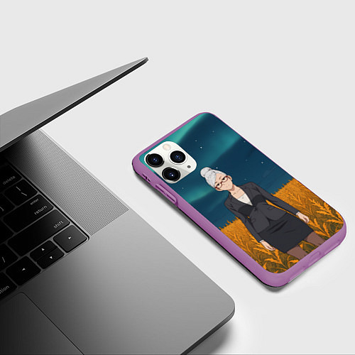 Чехол iPhone 11 Pro матовый Сэйко Аясэ Дандадан / 3D-Фиолетовый – фото 3