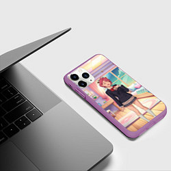 Чехол iPhone 11 Pro матовый Дандадан Сиратори Айра смущается, цвет: 3D-фиолетовый — фото 2