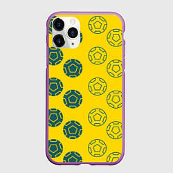 Чехол iPhone 11 Pro матовый Ряды из спортивных мячей, цвет: 3D-фиолетовый