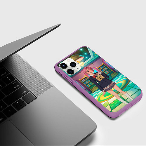 Чехол iPhone 11 Pro матовый Дандадан Сиратори Айра хочет обнимашек / 3D-Фиолетовый – фото 3