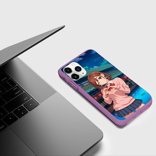 Чехол iPhone 11 Pro матовый Милашка Сиратори Айра Дандадан / 3D-Фиолетовый – фото 3