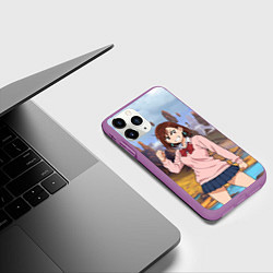 Чехол iPhone 11 Pro матовый Сиратори Айра злая - Дандадан, цвет: 3D-фиолетовый — фото 2
