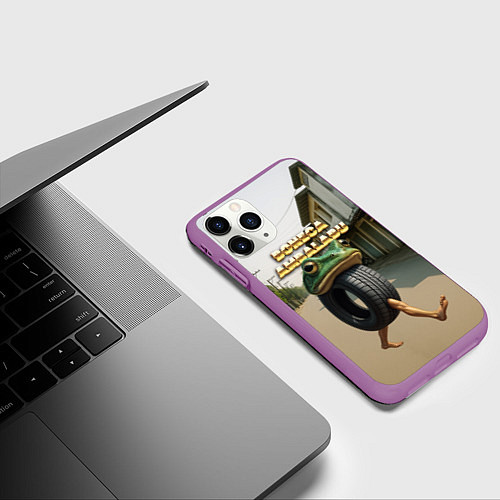 Чехол iPhone 11 Pro матовый Boneca Ambalabu мем / 3D-Фиолетовый – фото 3