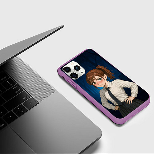 Чехол iPhone 11 Pro матовый Сиратори Айра школьница / 3D-Фиолетовый – фото 3