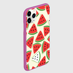 Чехол iPhone 11 Pro матовый Арбузный паттерн, цвет: 3D-фиолетовый — фото 2