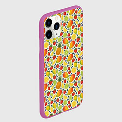Чехол iPhone 11 Pro матовый Ягоды и фрукты паттерн, цвет: 3D-фиолетовый — фото 2