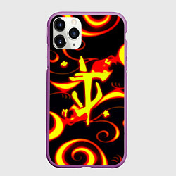 Чехол iPhone 11 Pro матовый Doom dragon steel fire, цвет: 3D-фиолетовый