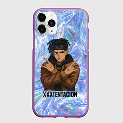 Чехол iPhone 11 Pro матовый XXXTentacion - скрещенные руки, цвет: 3D-фиолетовый