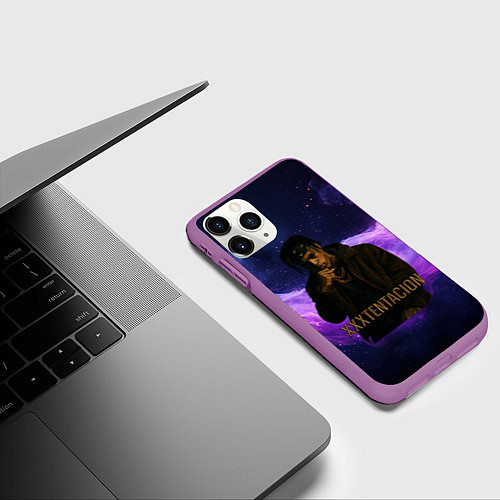 Чехол iPhone 11 Pro матовый XXXTentacion - кулак / 3D-Фиолетовый – фото 3