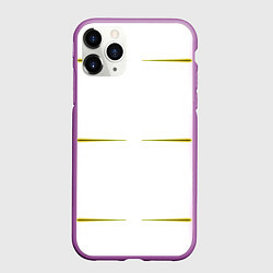 Чехол iPhone 11 Pro матовый Color white pink yellow stripes, цвет: 3D-фиолетовый