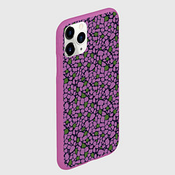 Чехол iPhone 11 Pro матовый Мозаичный мелкий узор фиолетовый с зелеными вкрапл, цвет: 3D-фиолетовый — фото 2