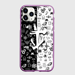 Чехол iPhone 11 Pro матовый Doom ачивки паттерн, цвет: 3D-фиолетовый