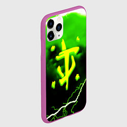 Чехол iPhone 11 Pro матовый Doom шторм кислотное лого, цвет: 3D-фиолетовый — фото 2