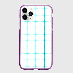 Чехол iPhone 11 Pro матовый Color white light blue crosses, цвет: 3D-фиолетовый
